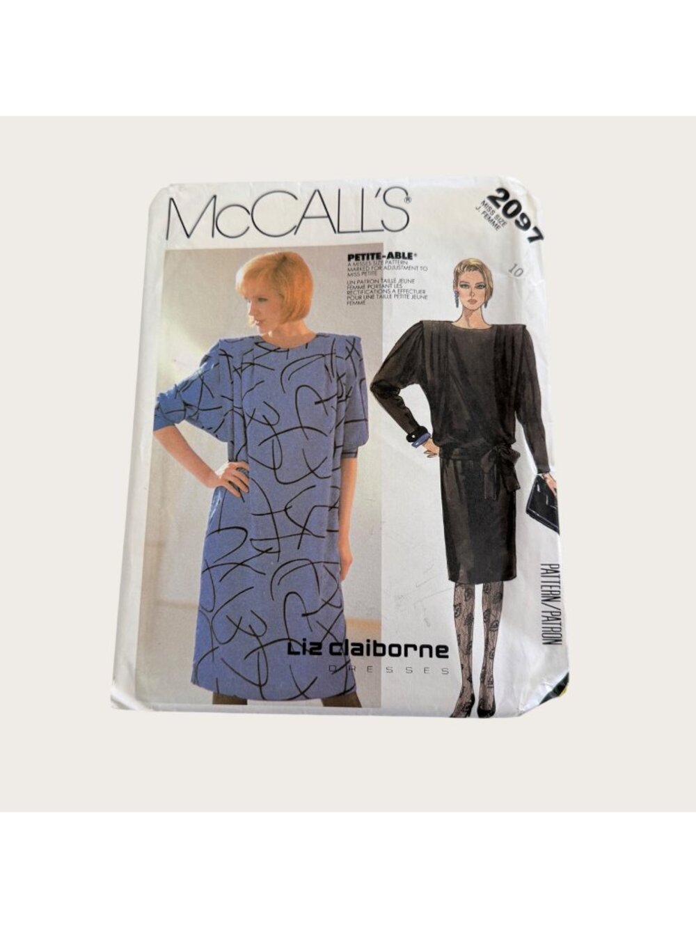 Vintage 1980s McCalls Sewing Pattern 2097 Misses Dress and Tie Belt Size 10